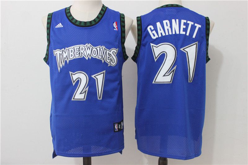 Men Minnesota Timberwolves 21 Garnett Blue Adidas NBA Jerseys